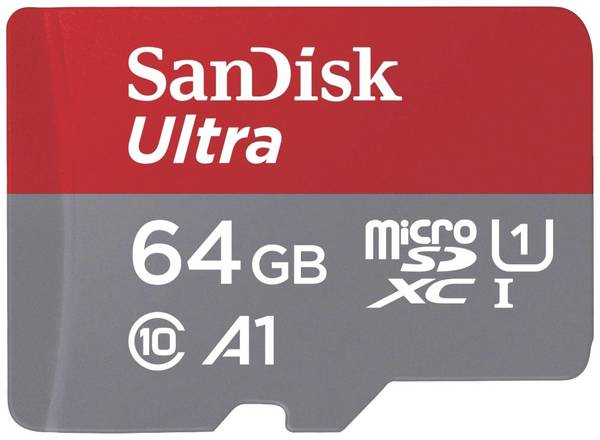 SanDisk microSDXC Ultra 64GB (140MB/s A1 Cl. 10 UHS-I) + Adapter "Tablet" paměťová karta microSDXC  64 GB A1 Application Performance Class, UHS-Class 1