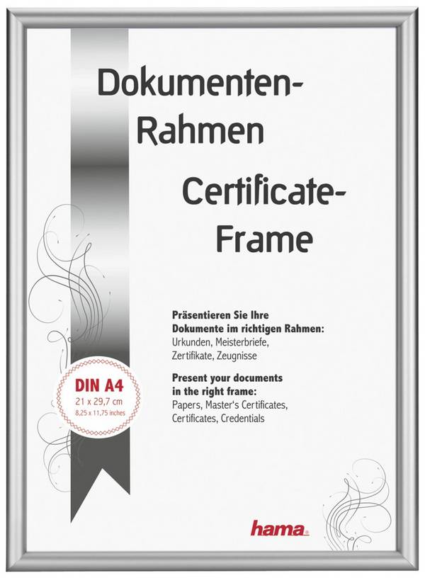 Hama 00063770 vyměnitelný fotorámeček Formát papíru: 21 x 29.7 cm (š x v x h) 220 x 310 x 25 mm stříbrná