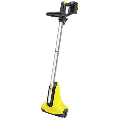 Žlutý elektrický odstraňovač plevele s ergonomickou rukojetí a akumulátorovým pohonem, ideální pro snadné odstraňování plevelů.