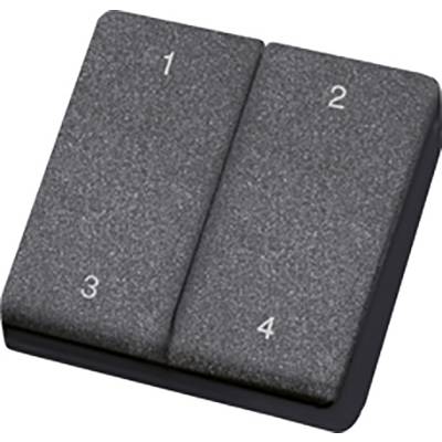 Šedý, obdélníkový numerický panel se čtyřmi tlačítky, očíslovanými od 1 do 4. Panel má minimalistický, čistý design.