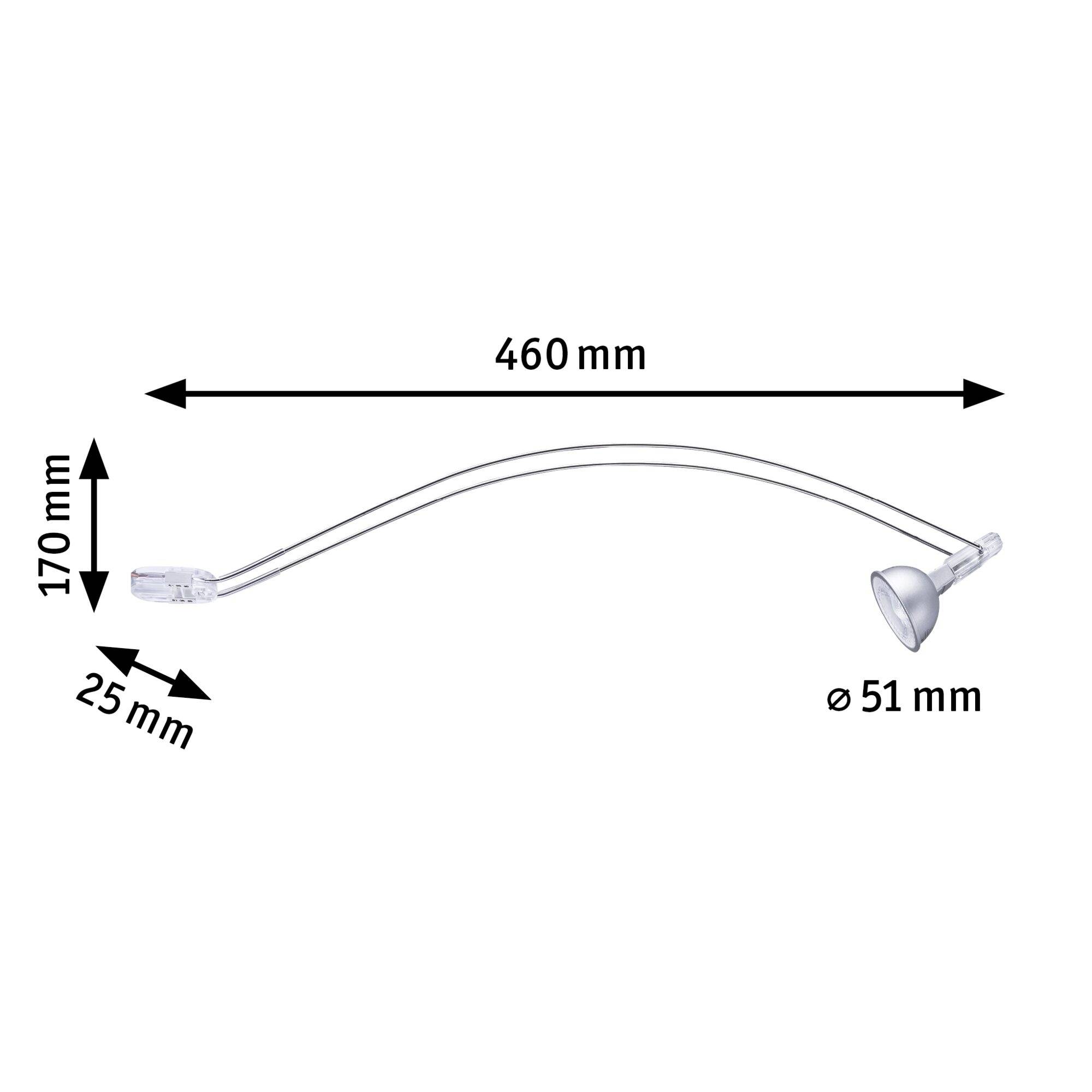 Lineární diagram zobrazuje trubkovitý objekt s následujícími rozměry: délka 460 mm, výška 170 mm, šířka 25 mm, průměr 51 mm.