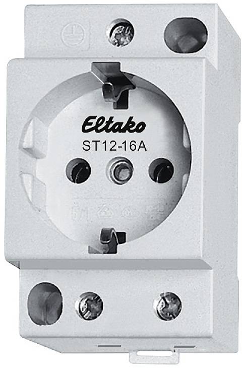 Zásuvka značky, montovatelná na DIN lišty, vhodná pro elektronické instalace.
