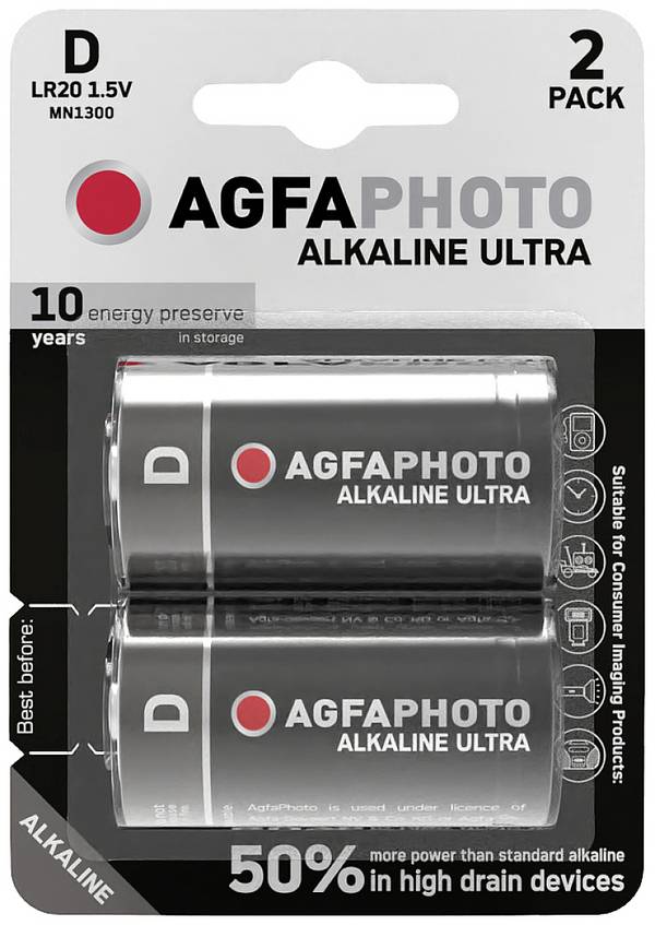 AgfaPhoto Ultra LR20 baterie velké mono D alkalicko-manganová  1.5 V 2 ks