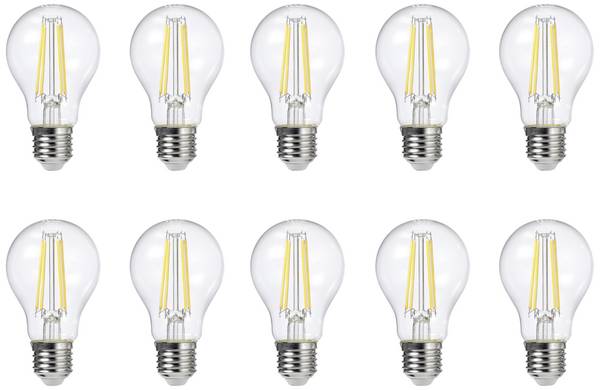Sygonix SY-5275992 LED Energetická třída (EEK2021) E (A - G) E27 klasická žárovka 7.3 W = 60 W teplá bílá (Ø x v) 60 mm x 104 mm nestmívatelné 10 ks