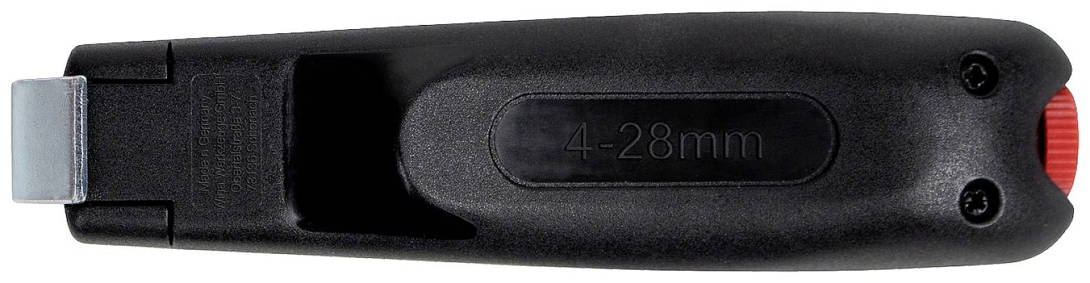 Odizolovací kleště s černou rukojetí, vhodné pro kabely o průměru 4 až 28 mm.