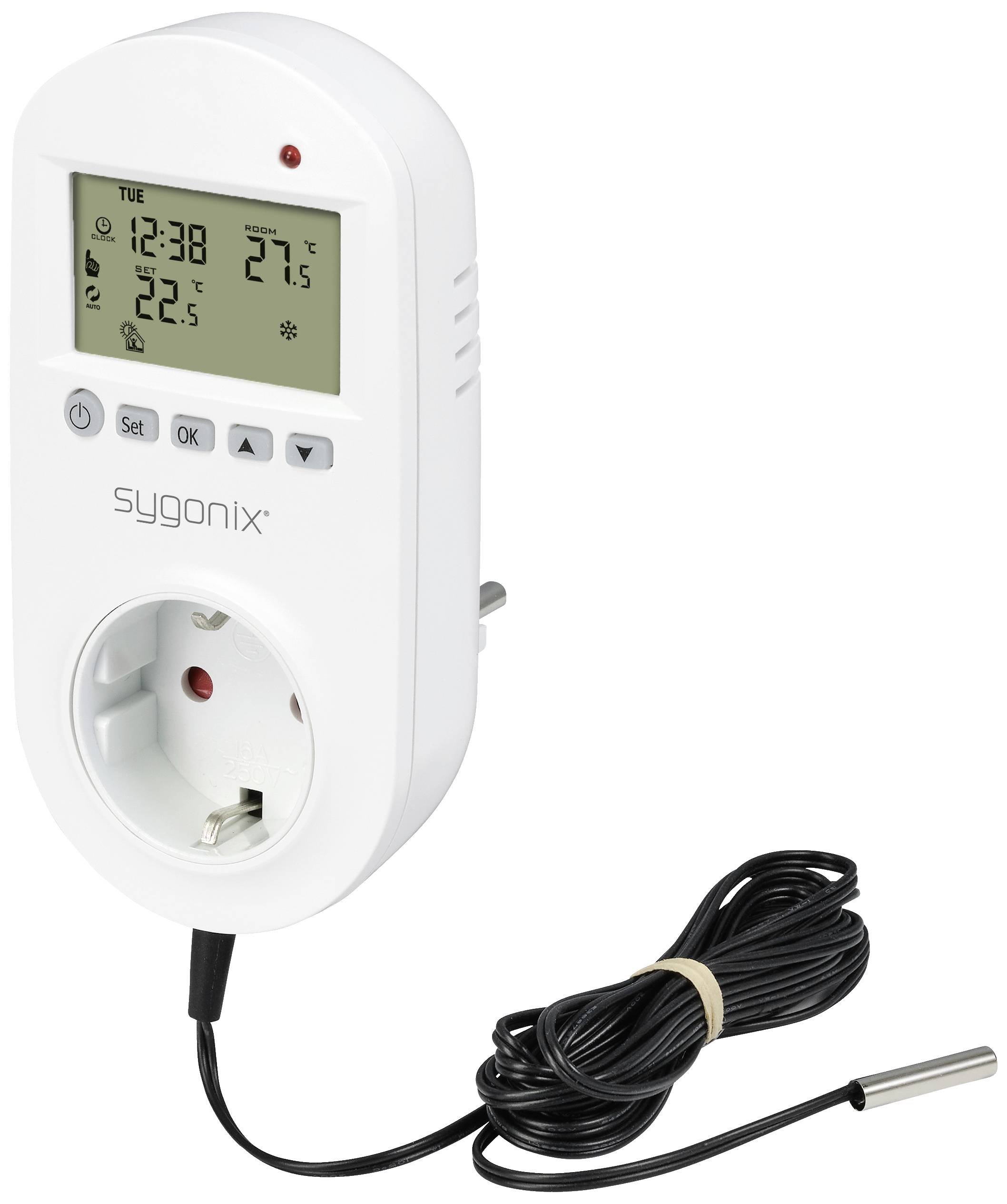 Sygonix univerzální termostat mezizásuvka, SY-5372566, týdenní program, 1 ks