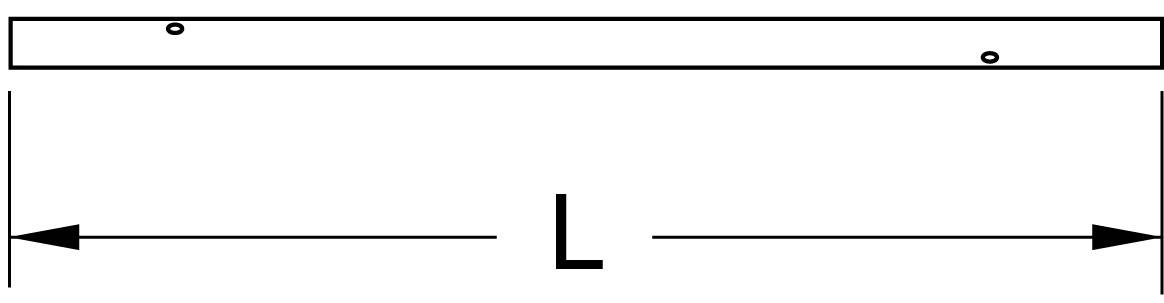 Diagram přímé tyče, délka označená jako 'L'. Šipky znázorňují délku.