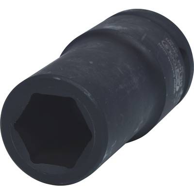 Černý válcovitý nástrčný klíč leží šikmo. Tento nástroj se často používá k povolování nebo utahování matic.