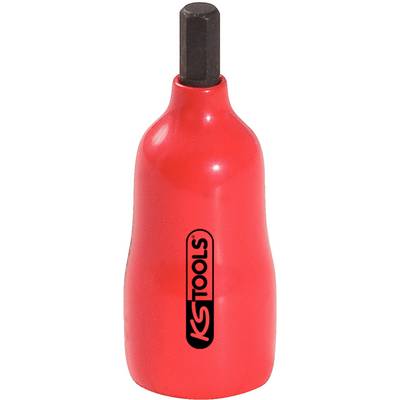 Červený bitový klíč s černým šestihranným hrotem. Firemní logo 'KS TOOLS' v černé barvě na červeném povrchu.