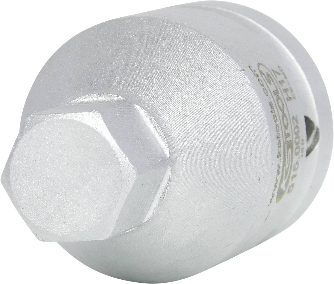 Kovový klíč na olejový filtr s šestihranným zakončením, vhodný pro montáž a demontáž olejových filtrů v automobilech.