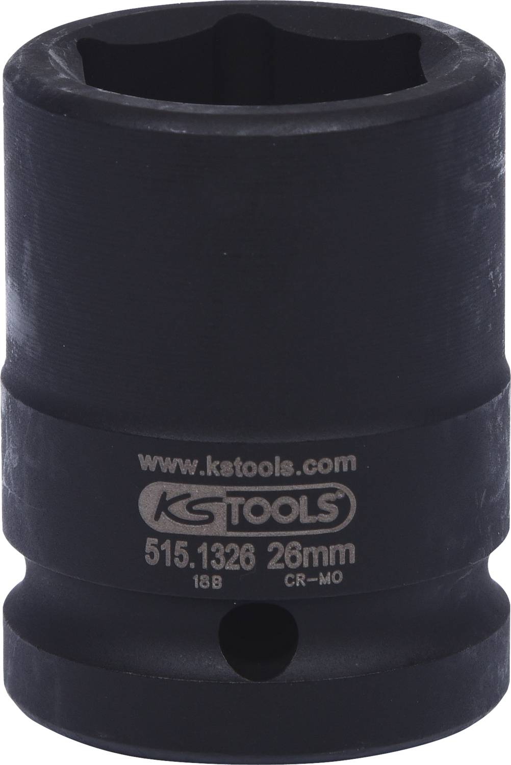 Nástrčný klíč 26 mm, černý, značka KS Tools, katalogové číslo 515.1326, vhodný pro šroubovací práce.