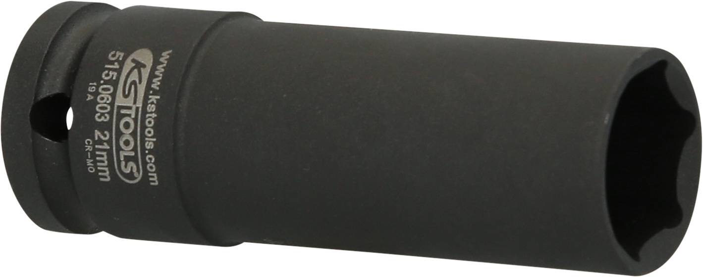Černý nástrčný klíč s nápisem 'KS Tools', 21 mm, vhodný pro profesionální použití v autoservisu.