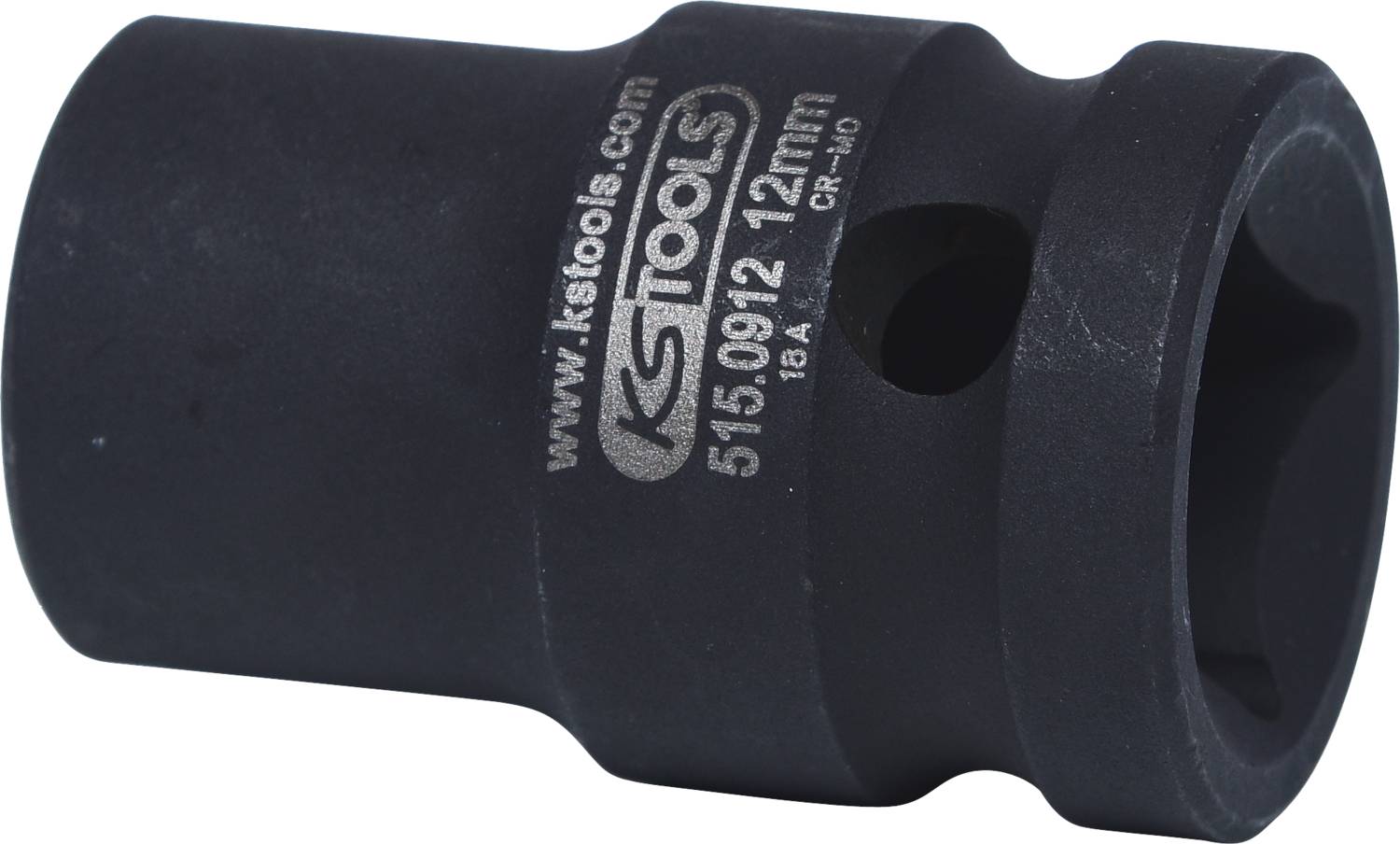 Černý nástavec na klíč s nápisem 'KS Tools 515.0912 12 mm'. Používá se k povolování šroubů a matic.