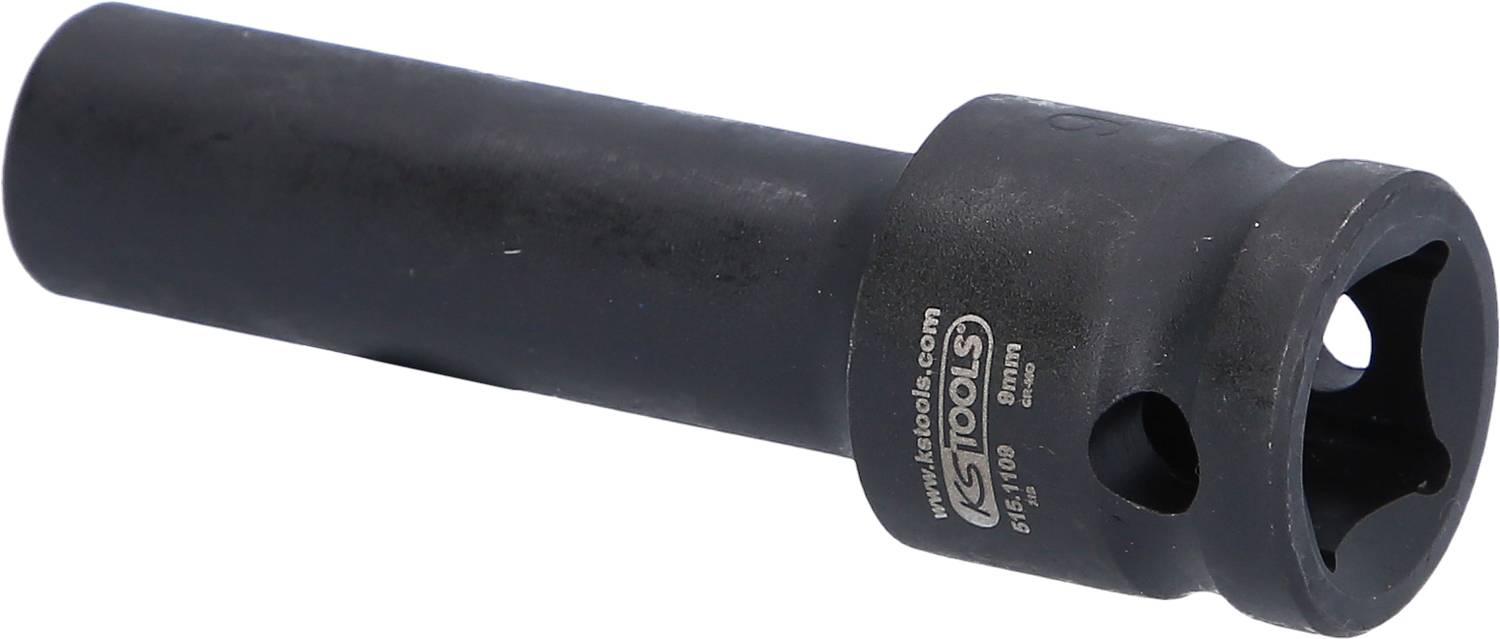 Černý kovový nástrčný klíč vhodný pro uvolňování matic a šroubů. Na straně nápis 'KS Tools'.