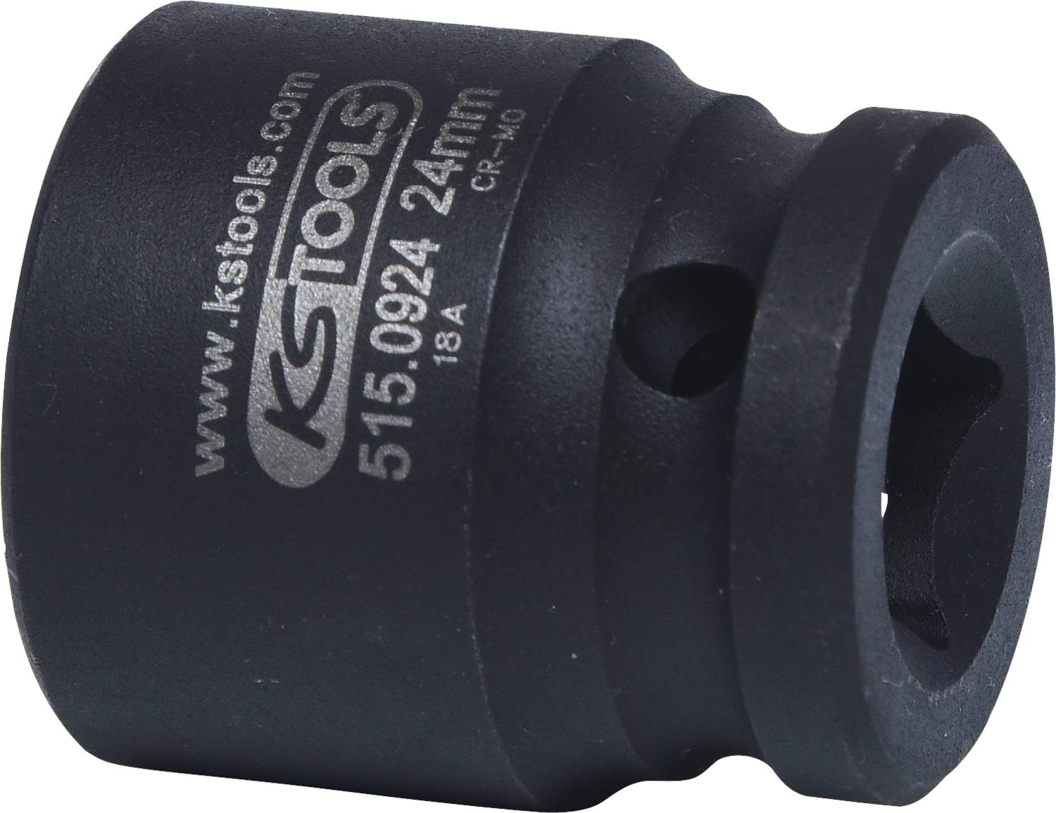 Nástrčný klíč z kovu s bočním otvorem a nápisem 'www.kstools.com 515.0924 24mm'.