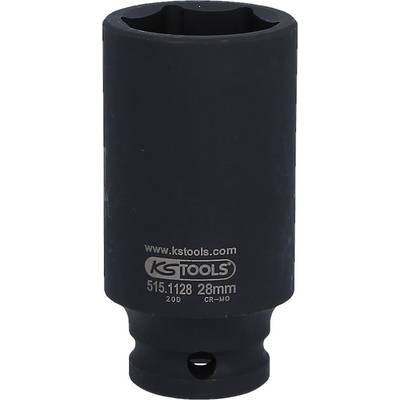 Černý šestihranný nástrčný klíč s nápisem '28 mm' a 'www.kstools.com'. Vhodný pro šroubovací práce, robustní materiál.
