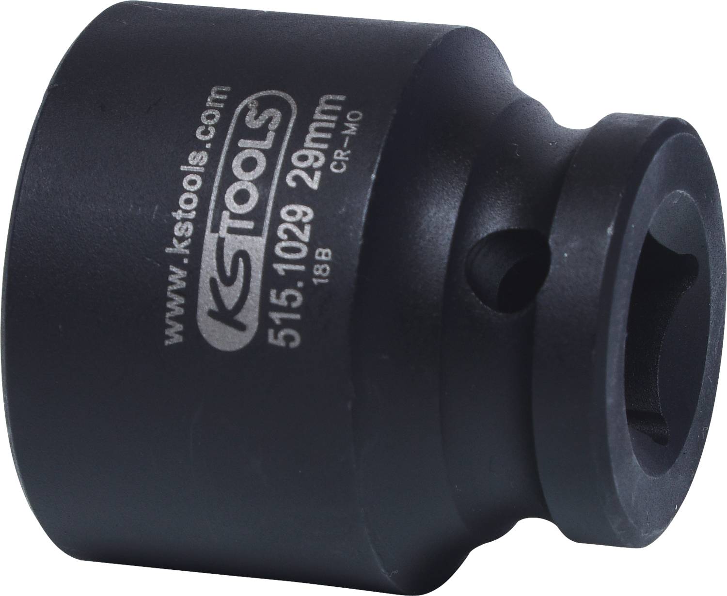 Matice, 29 mm, černá, s nápisem: 'www.kstools.com 515.1029 29mm CR-MO'. Nástroj pro šroubovací práce.
