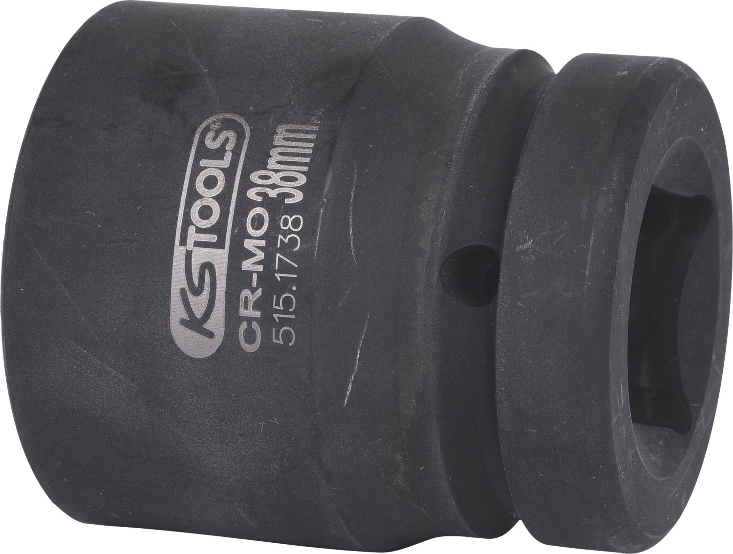 Nástrčný klíč, 38 mm, z oceli CR-MO, s logem KS Tools. Vhodný pro mechanické práce, robustní a dlouhodobě použitelný.