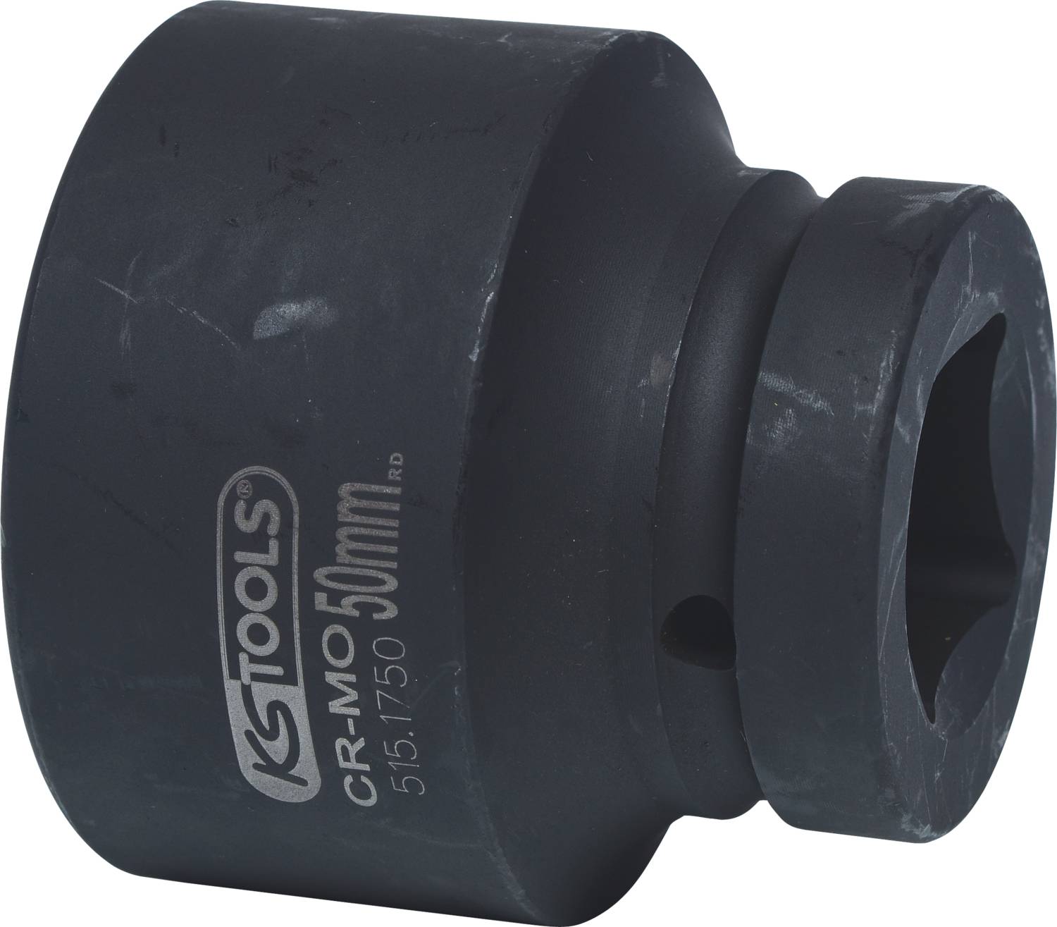 Nástrčný klíč s nápisem 'KS TOOLS CR-MO 50mm 515.1750' ukazuje robustní nástroj, pravděpodobně pro mechanické použití.