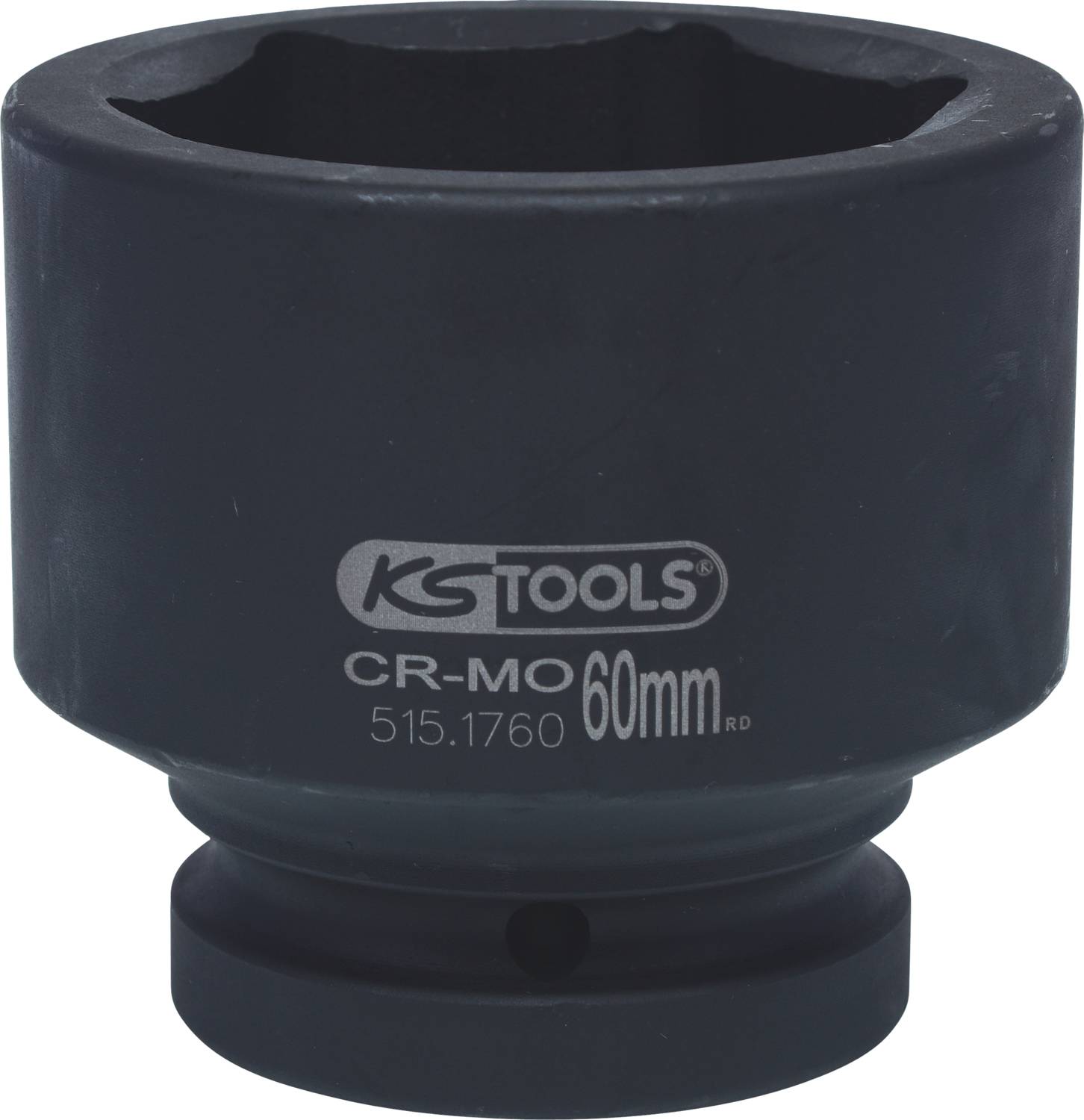 Černý šestihranný nástrčný klíč s nápisem 'KS Tools CR-MO 60mm 515.1760 RD', vhodný pro mechanické aplikace.