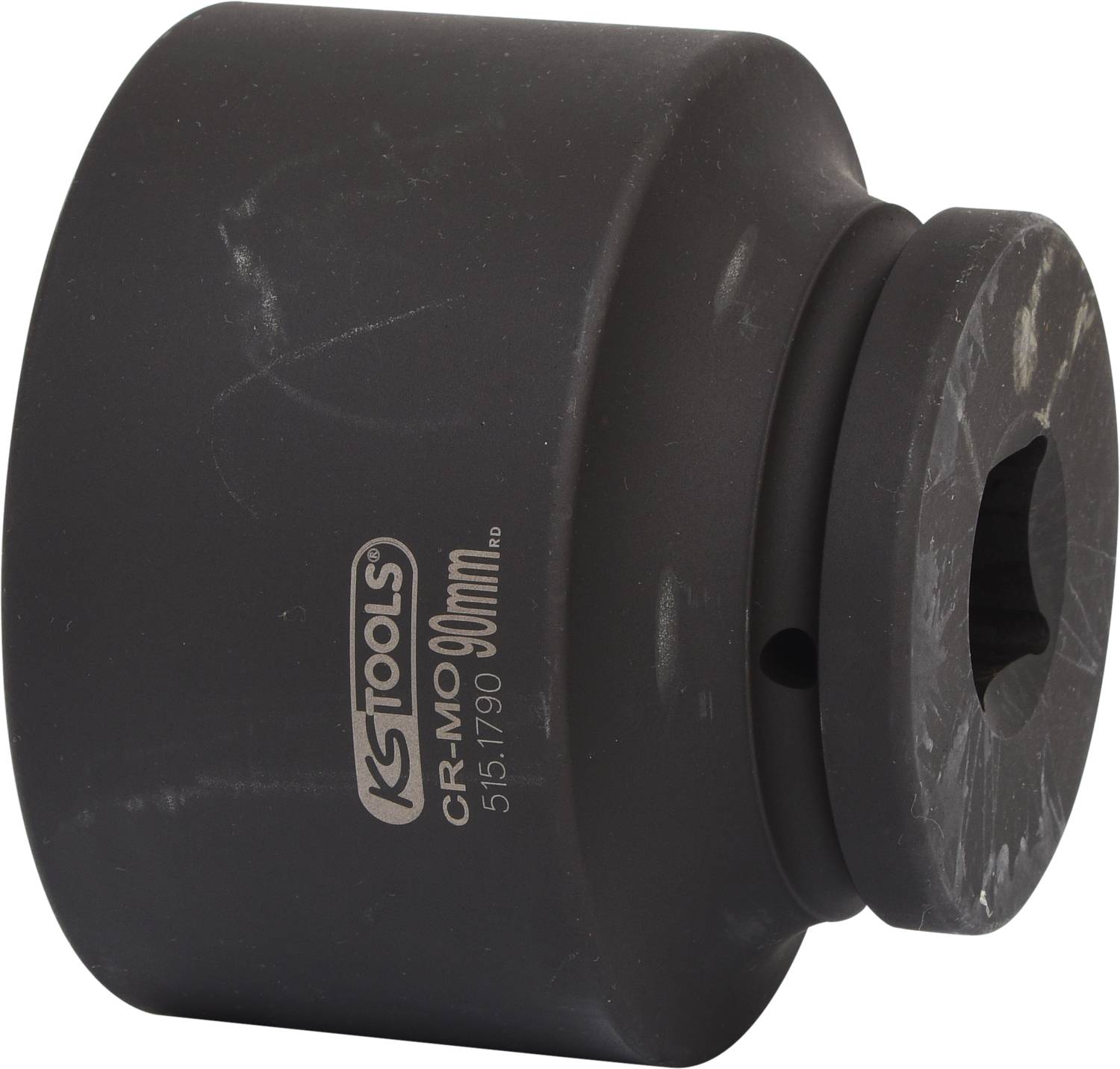 Kulatý nástrčný klíč z černého kovu, 90 mm, s nápisem 'KS Tools CR-MO 90 mm'.