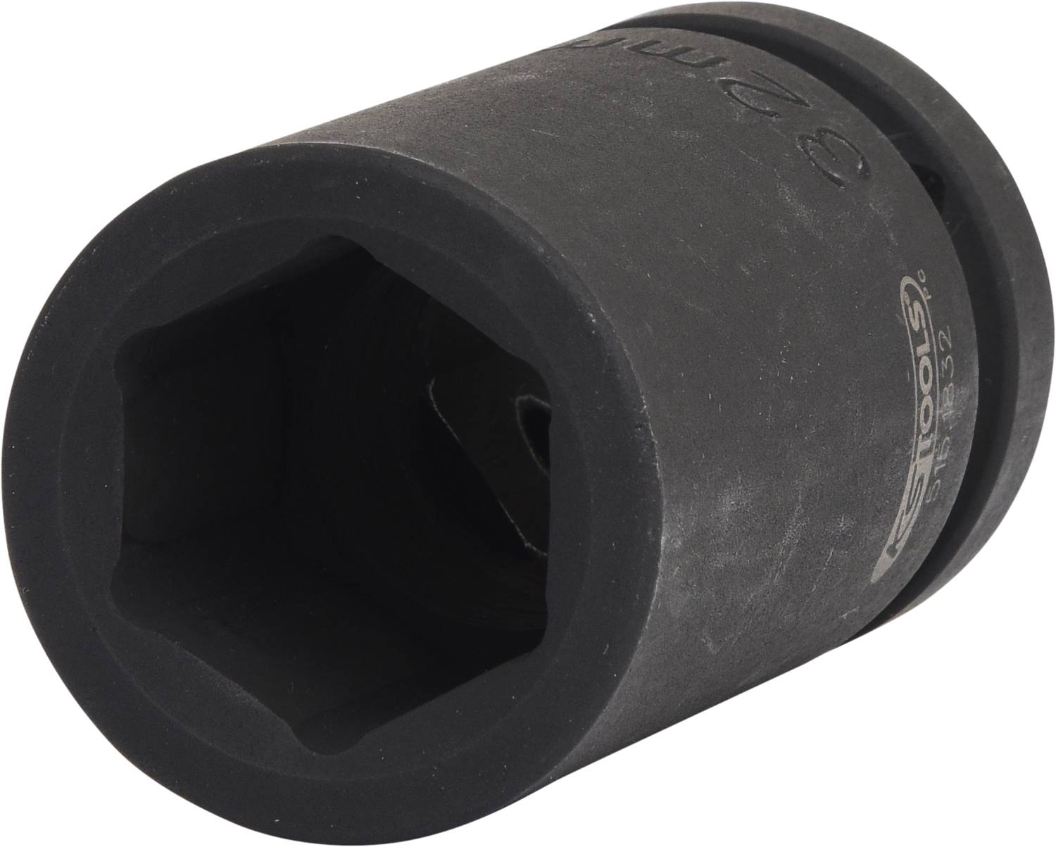 Černý šestihranný nástrčný klíč, velikost 19 mm, vhodný pro ráčny a klíče.