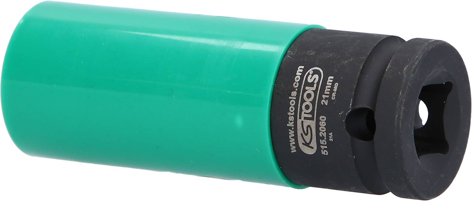 Zelený nástavec na ráčnu s černou hlavou, velikost 24 mm, od KS Tools.