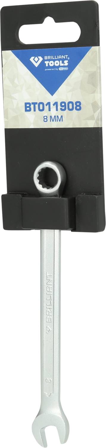 Nástrčný klíč, velikost 8 mm, v černém držáku, s nápisem 'Brilliant Tools BT011908'.