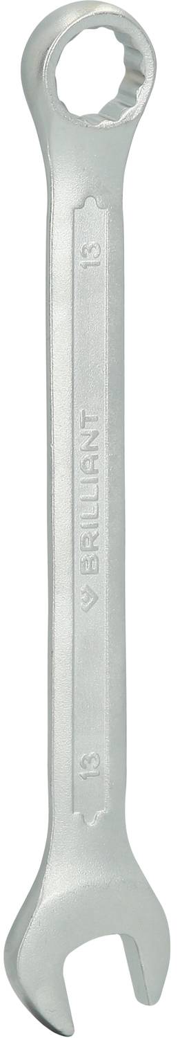 Stříbrný oboustranný plochý klíč o velikosti 18 mm na obou stranách, vyrobený značkou 'Brilliant'.