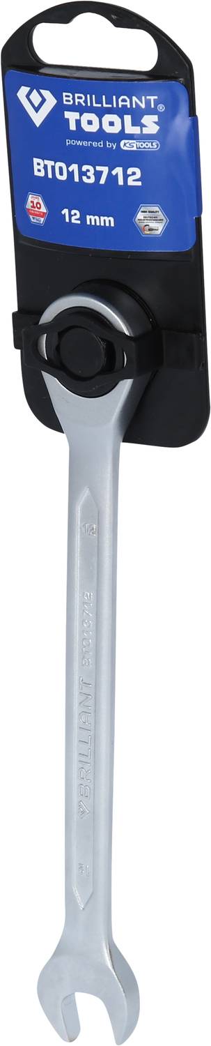 Úhlový klíč značky Brilliant Tools o velikosti 12 mm, prezentovaný v černém pouzdře s modrým označením.