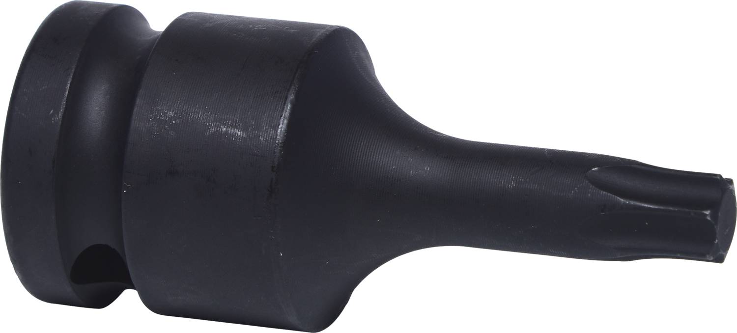 Černý šroubovací nástavec s šestihranným dříkem a Torx hlavou, vhodný pro strojní nebo ruční šroubování.