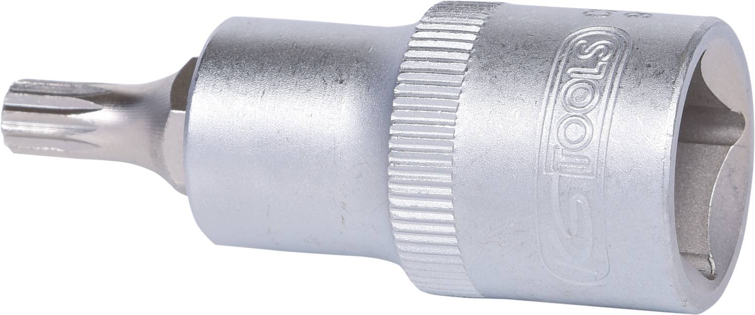 Kovový šroub s torx hlavou a drážkami na rukojeti pro lepší úchop, používaný v jemné mechanice nebo při běžné montáži.