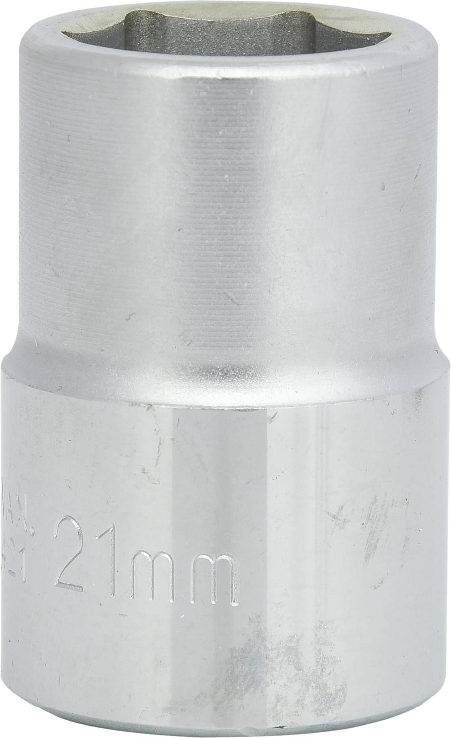 Kovový klíč na šrouby, 21 mm, válcovitý tvar, lesklý povrch. Vhodný pro profesionální použití v mechanice.