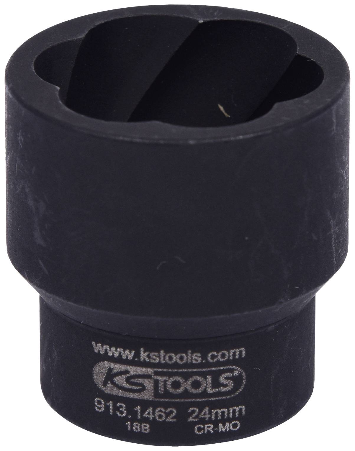 Černý nástrčný klíč od KS Tools, velikost 24 mm, z materiálu CR-MO, s číslem artiklu 913.1462.