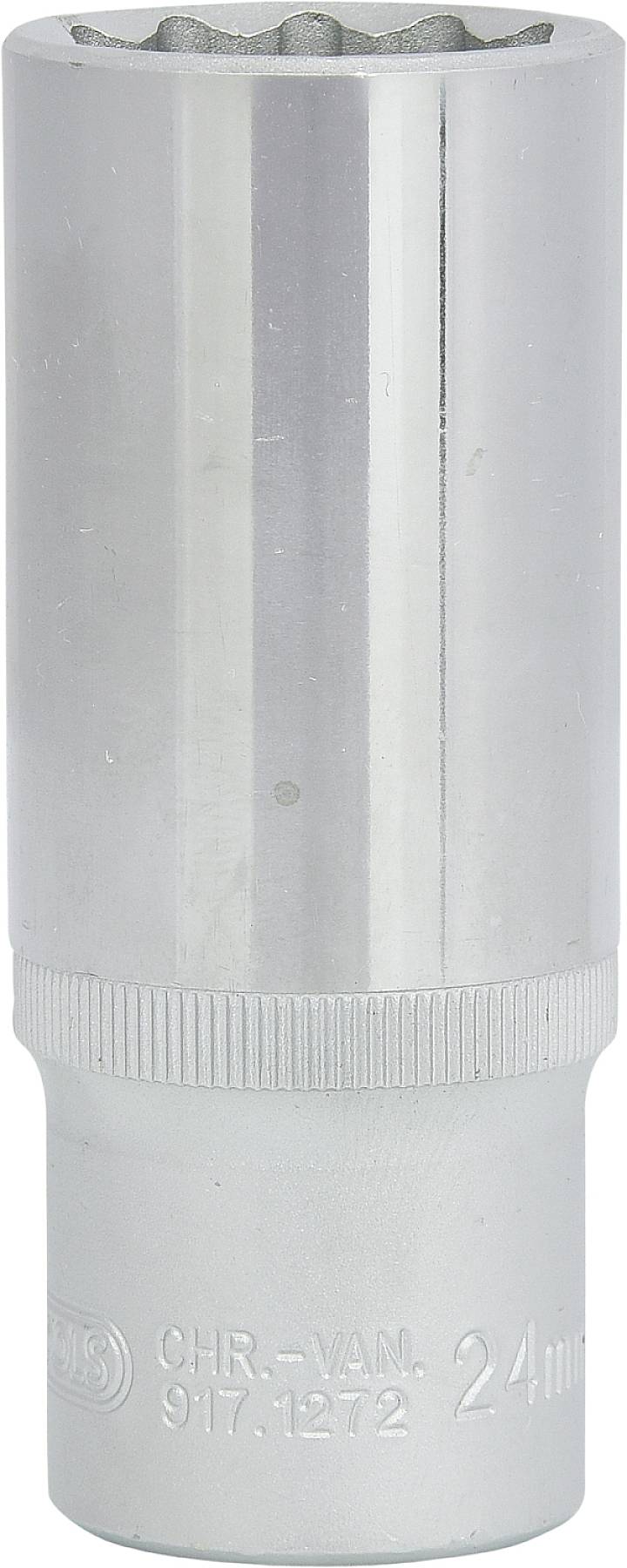 Kovový nástrčný klíč, 24 mm, válcovitý tvar, označení nápisem 'CHR-VAM' a čísly, vhodný pro mechanické práce.