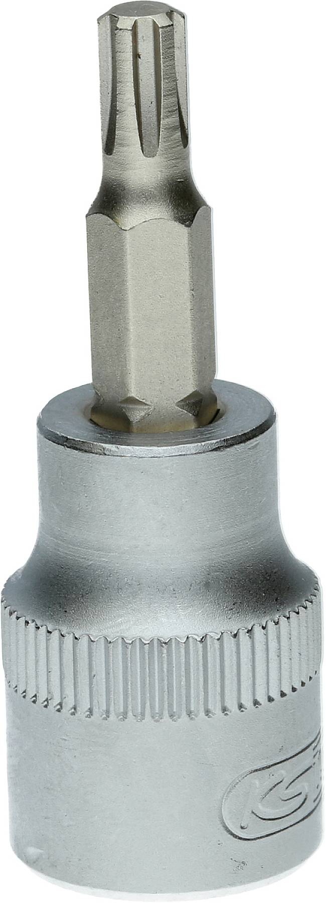 Stříbrný šestihranný nástrčný klíč s nástavcem Torx, vhodný pro různé šroubové spoje.