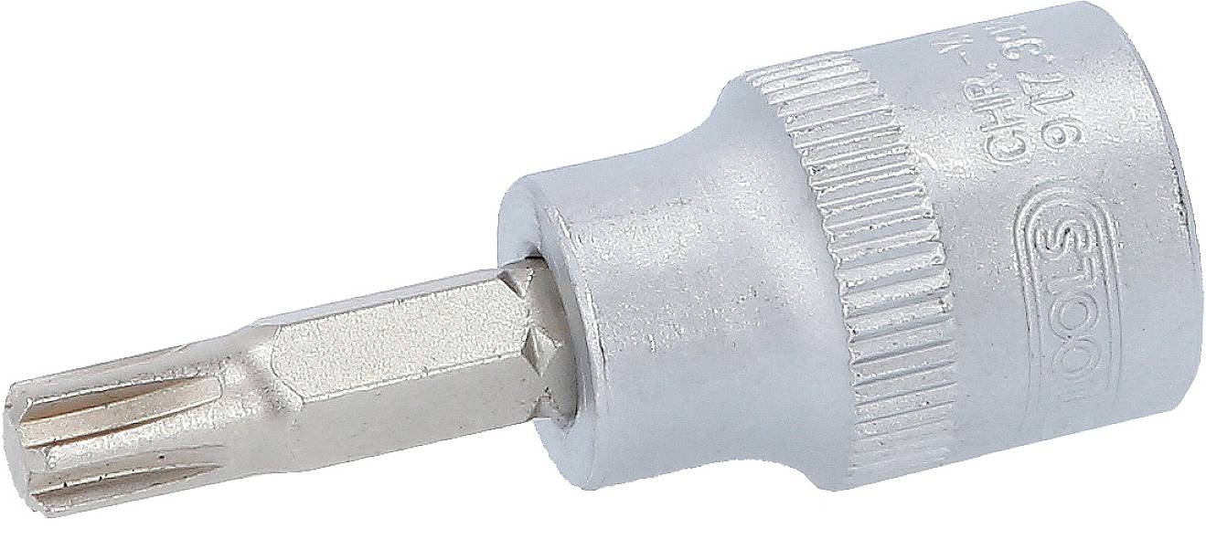 Kovový nástavec na klíč s bitem Torx, který se používá k upevnění šroubů. Vhodný pro šroubové hlavy Torx.