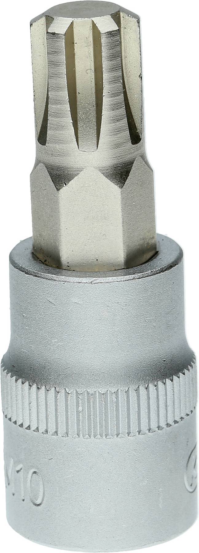 Stříbrný nástavec na ráčnu s hvězdicovitým zakončením. Vhodný pro šrouby Torx, velikost T55.