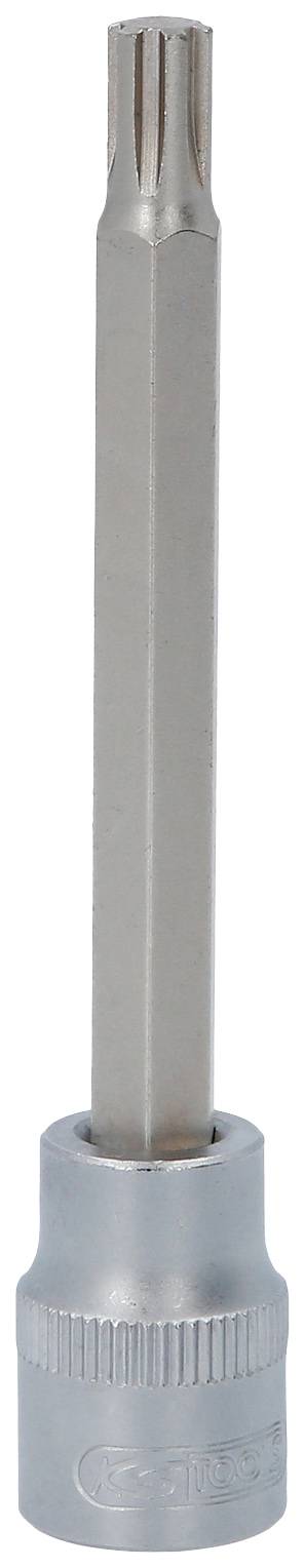 Stříbrný nástavec Torx s dlouhou stopkou pro ráčnu, vhodný k povolování šroubů s Torx hlavou.