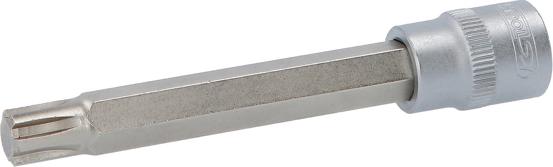 Nástrčný klíč s šestihrannou stopkou a hlavou Torx, vyrobený z kovu, určený pro řemeslnické použití.