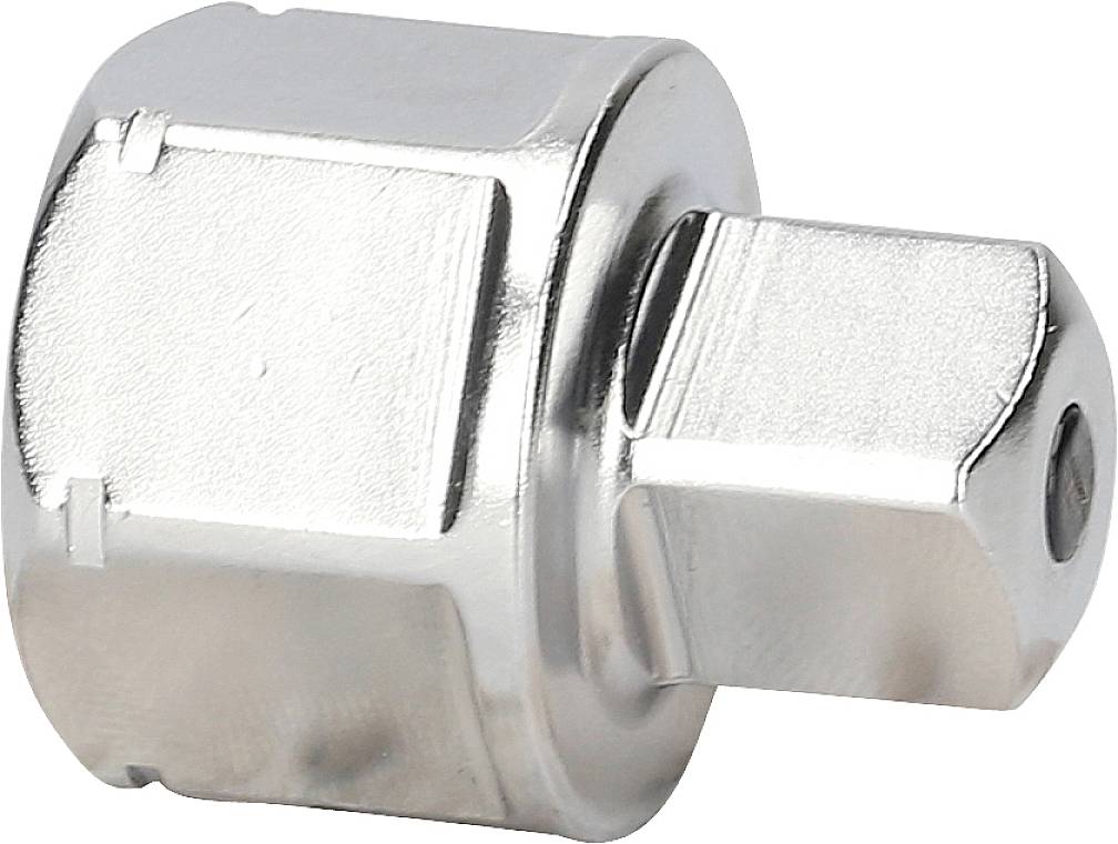 Stříbrný nástavec klíče z kovu šestihranného tvaru, vhodný pro řemeslné práce nebo mechaniku.