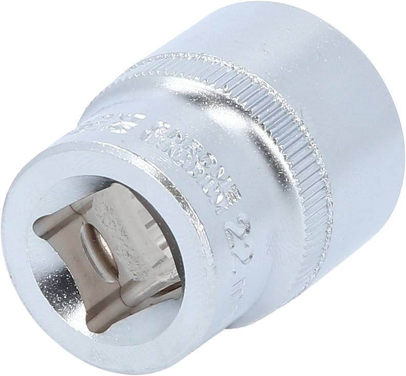 Šestihranný nástrčný klíč z kovu stříbrné barvy s označením 22 mm, používaný v mechanice pro šroubovací práce.