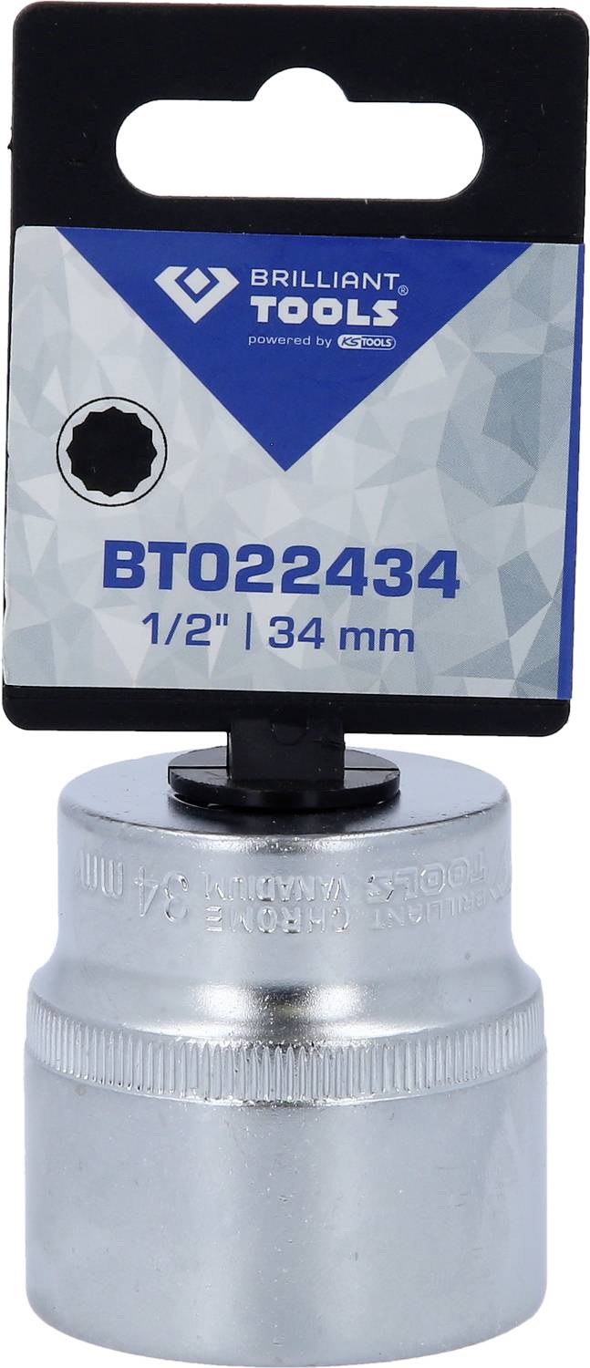Nástrčný klíč, velikost 34 mm, od firmy 'Brilliant Tools', katalogové číslo BT022434, vhodný pro 1/2 palcový pohon.