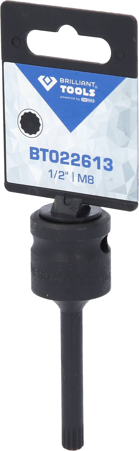 Nástrčný klíč s šestihrannou stopkou, produktové číslo BT022613, velikost 1/2" M8, značka Brilliant Tools, na bílém pozadí.
