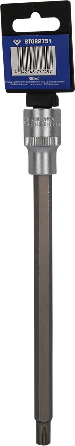 Dlouhý magnetický bit šroubováku Torx s šestihrannou stopkou, ideální pro přesnou práci v obtížně dostupných prostorech.