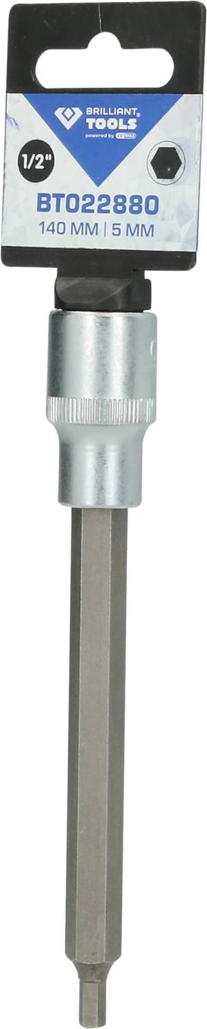 Šestihranný klíč/bit 1/2 palce s délkou 140 mm a špičkou 5 mm, označený na obalu 'TOOLINX TOOLS'.