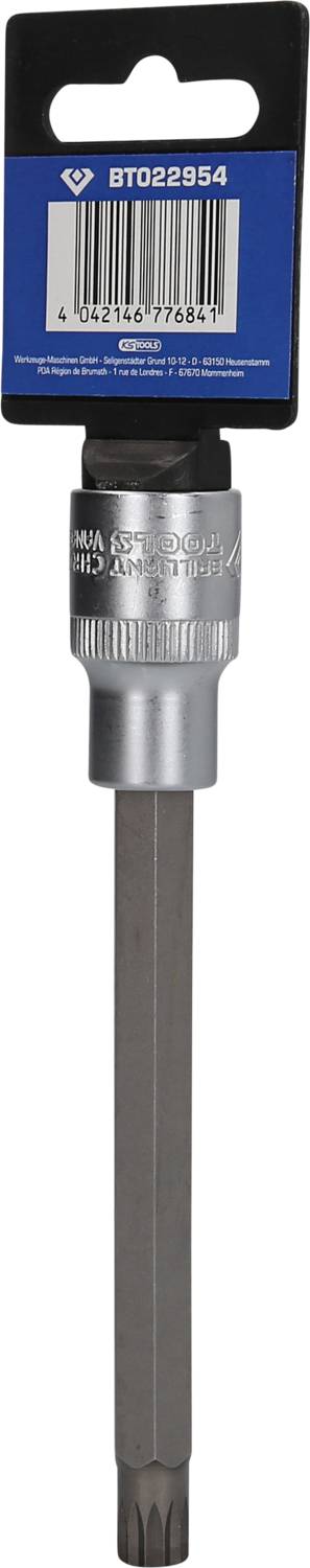 Torx bit s rukojetí, katalogové číslo BT022954, vhodný pro šroubovací práce. Balení obsahuje čárový kód a informace o výrobci.