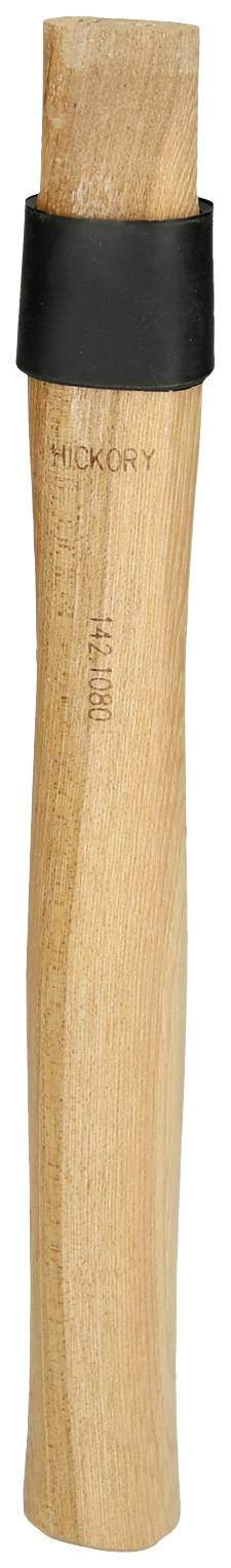 Dřevěná topůrko kladiva z hickory s černým plastovým krkem. Na topůrku jsou viditelné vertikální značky.