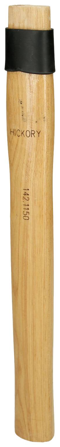 Dřevěná rukojeť z hickory s černým plastovým krytem nahoře, vertikálně orientovaná.