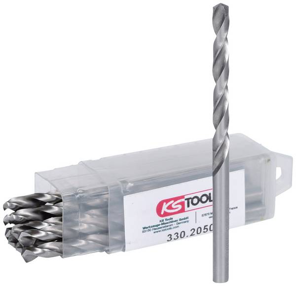 KS Tools 330.2050 330.2050 HSS-G sada spirálových vrtáku do kovu 5 mm Celková délka 86.0 mm Neizolované DIN 338 10 ks